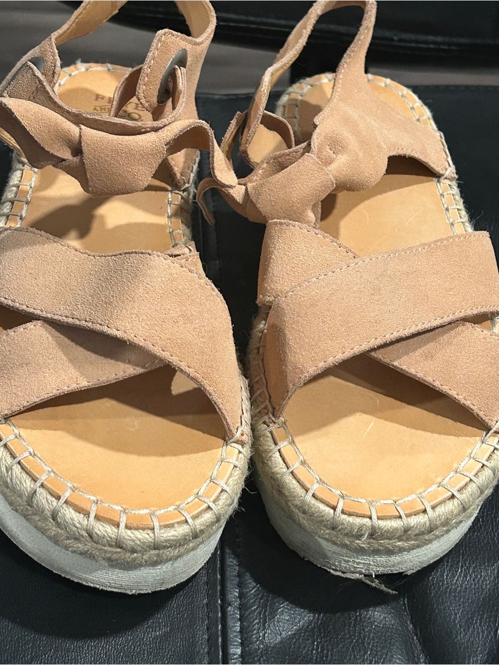 FRYE AND CO. Tan Suede Espadrille Platform Sandals
